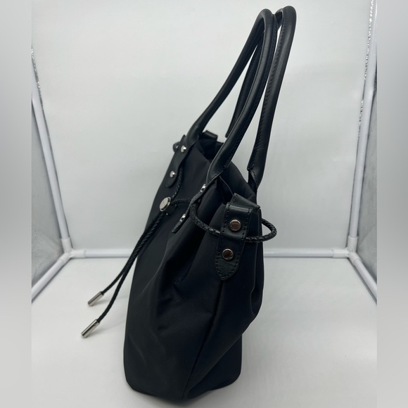 AGNÈS B. VOYAGE Black Nylon Leather Trim Tote Bag - Picture 5 of 12